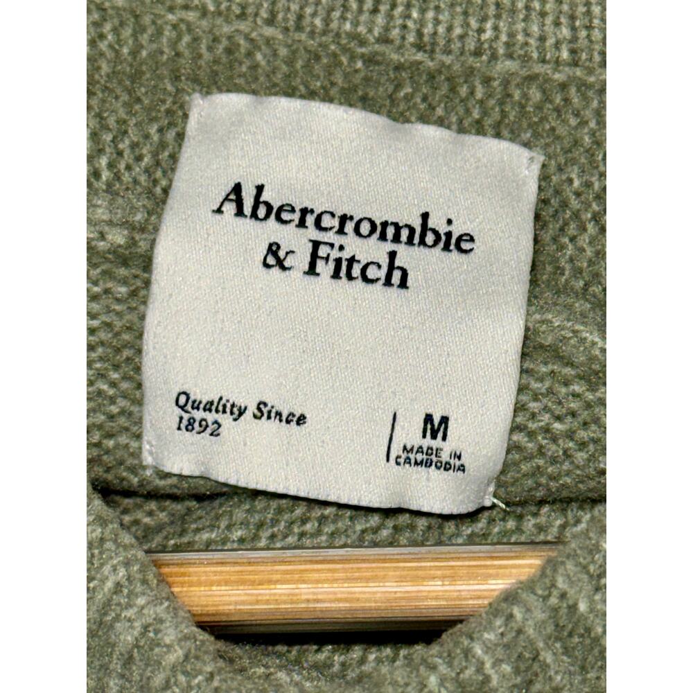 Abercrombie & Fitch Green Wool Blend Soft Knit Pullover Crew Neck Sweater Size M - Picture 4 of 8